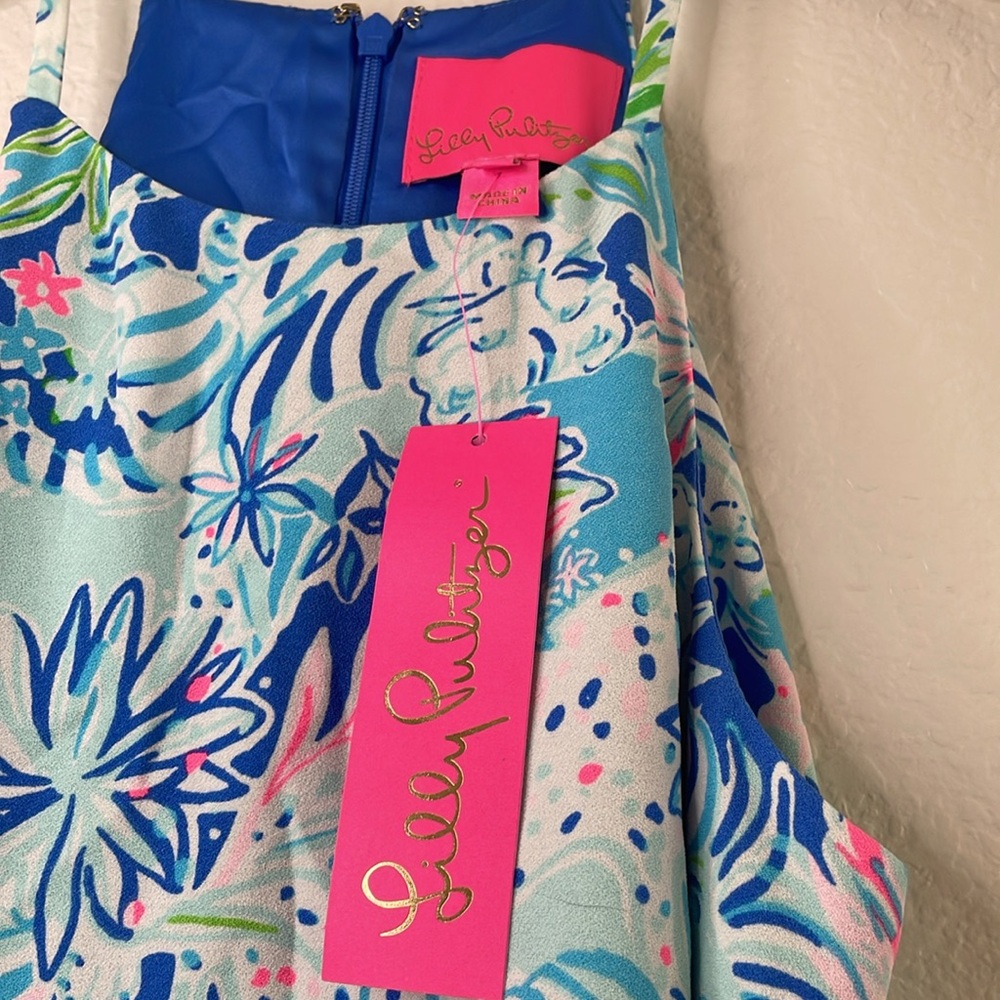 NWT Lilly Pulitzer Blue and Green Floral Romper size 00 - Picture 11 of 11